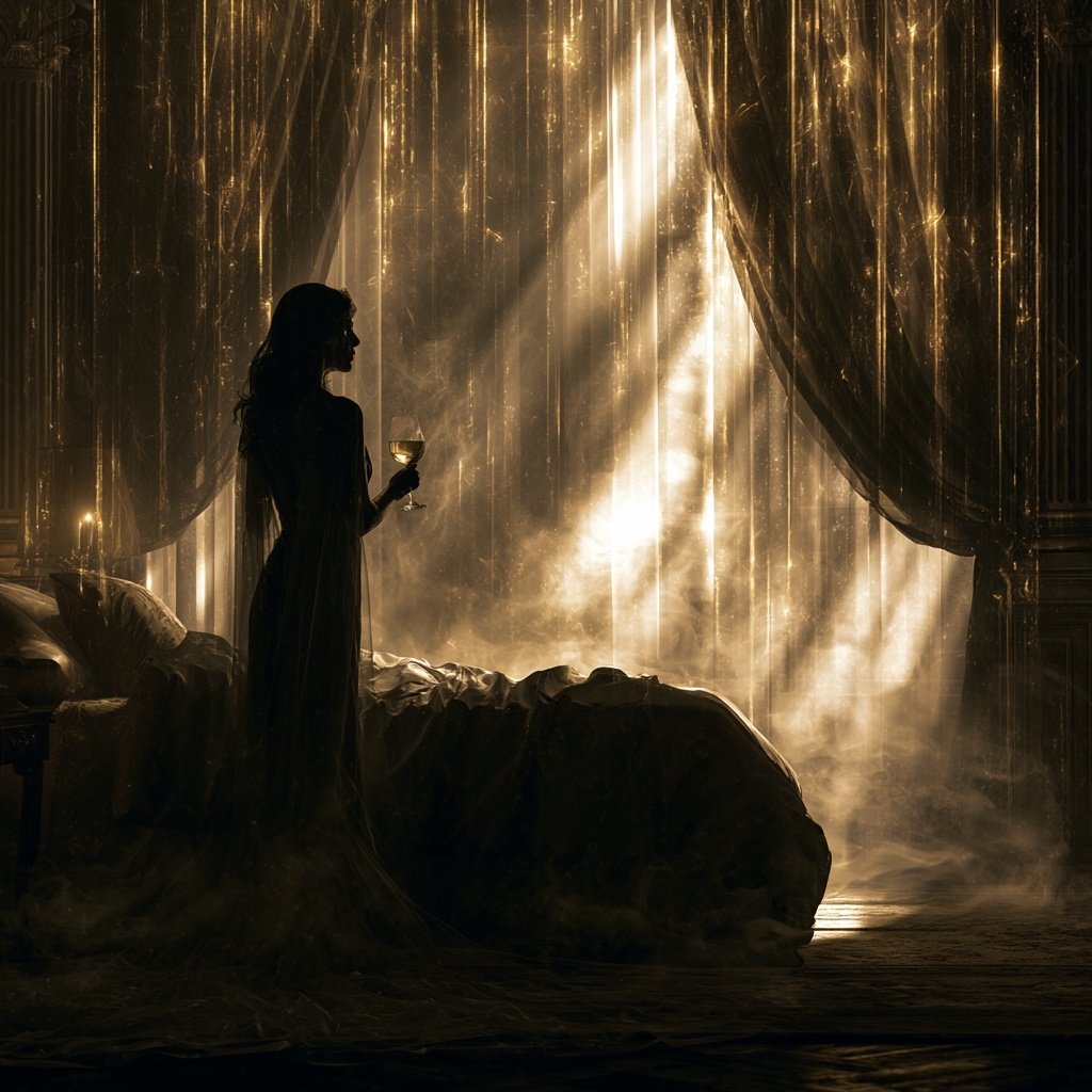 Moonlit Serenity: A Woman's Longing in Luxury