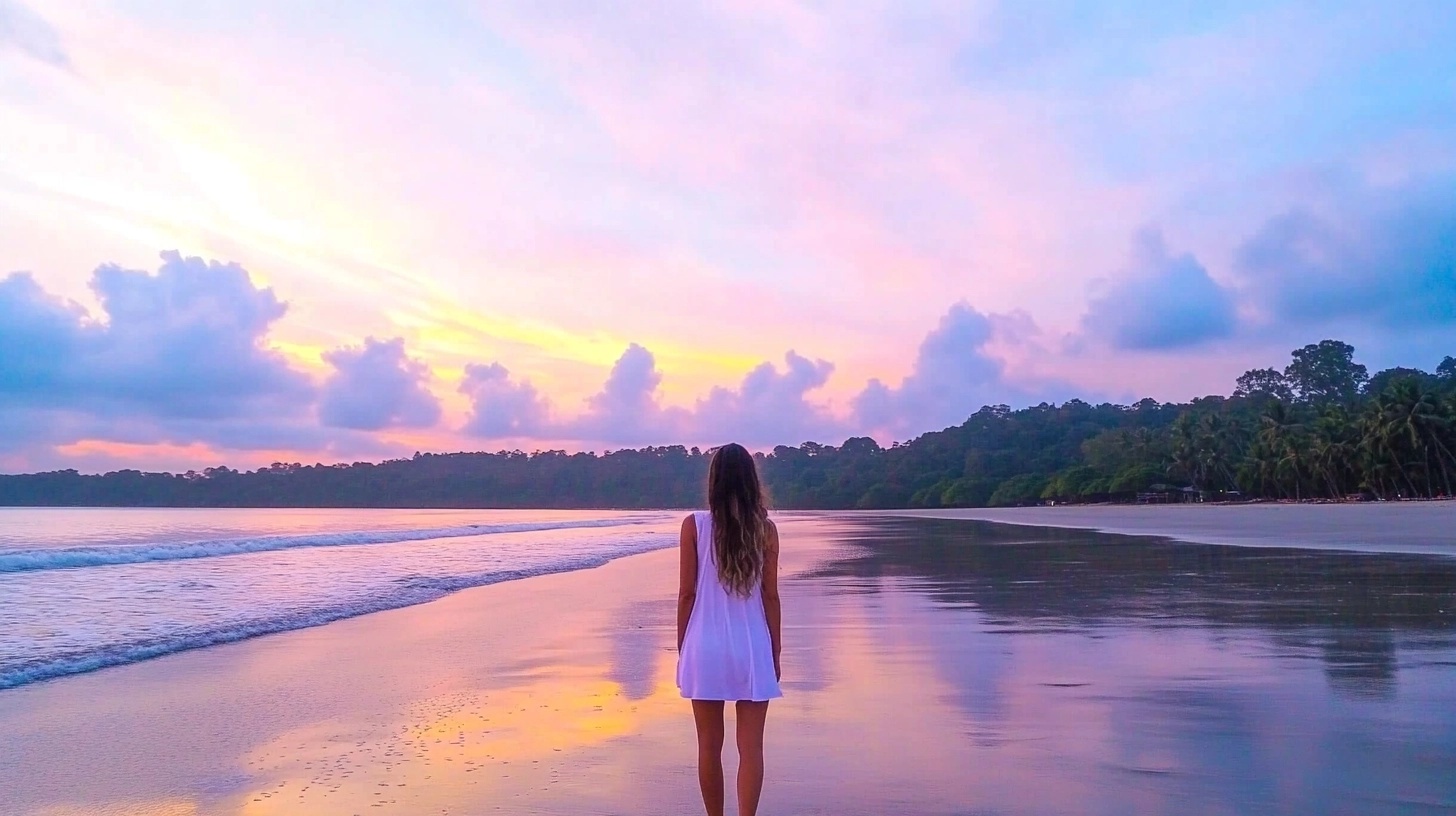 Serene Sunset Beach Walk: Embrace Tranquility