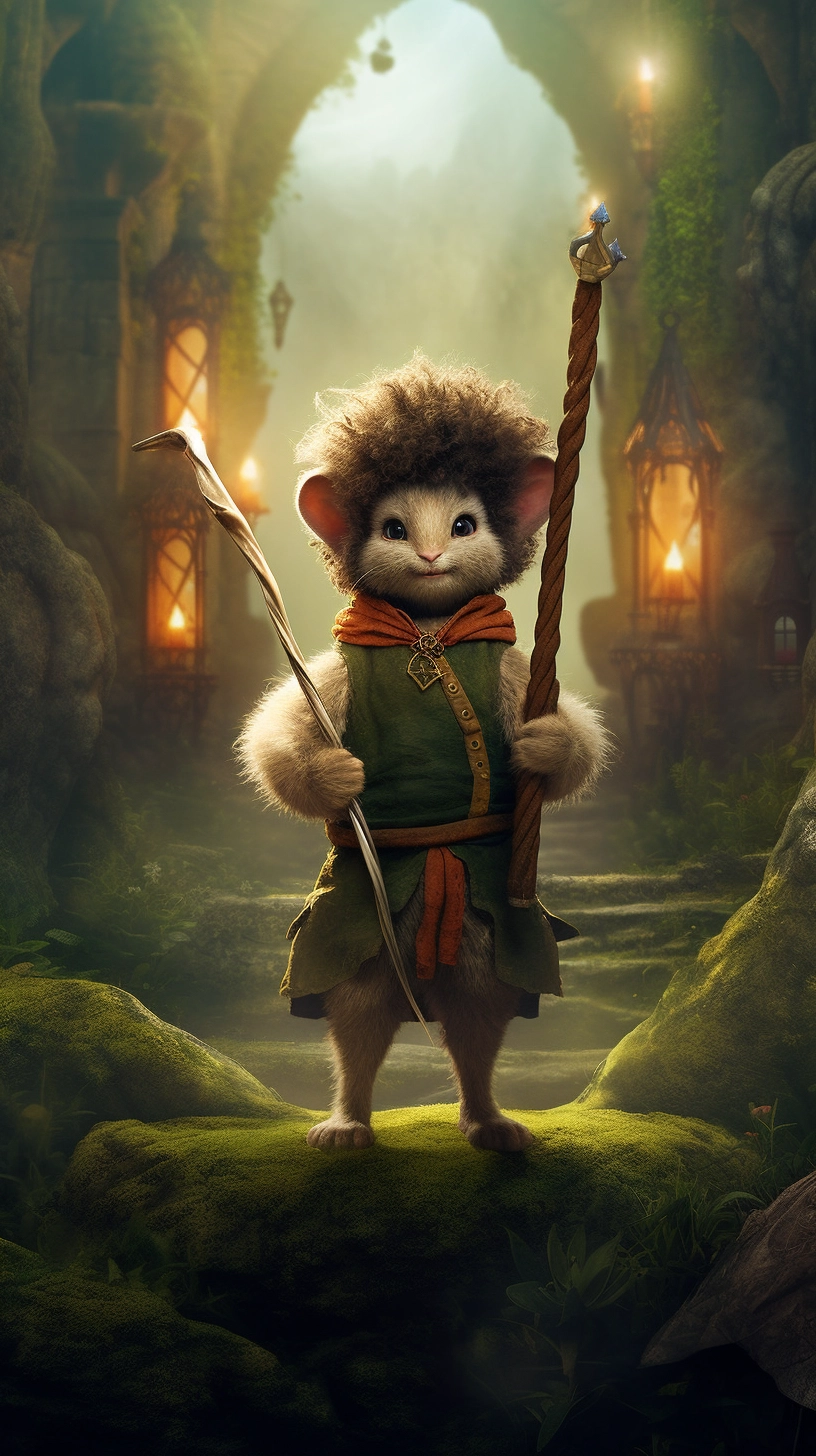 Rabbit as Frodo in LOTR-style Shire