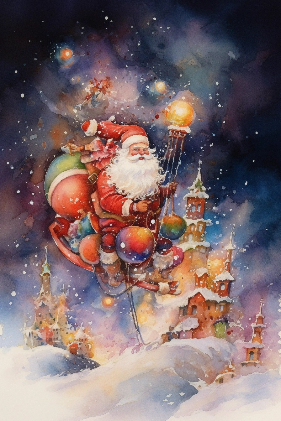 Santa's Watercolour Slide: A Colourful White Christmas