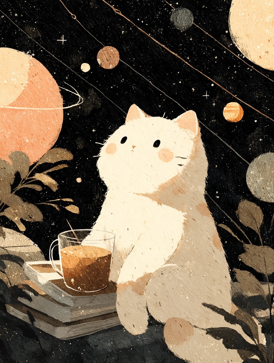 Dreamy Cat in Space: Cozy Cosmic Adventure