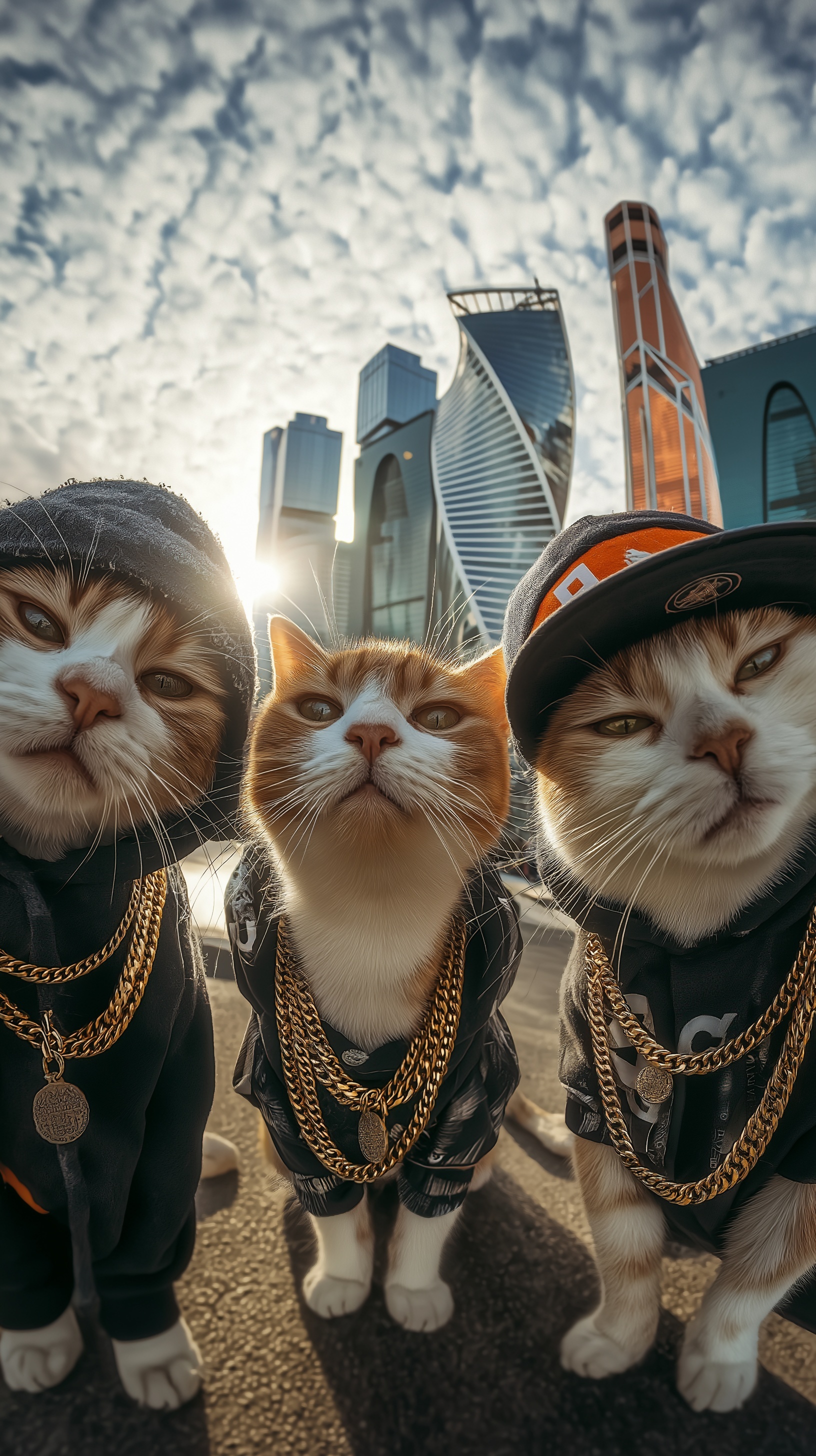 Chic Cats: Moscow Skyline Hip-Hop Vibes