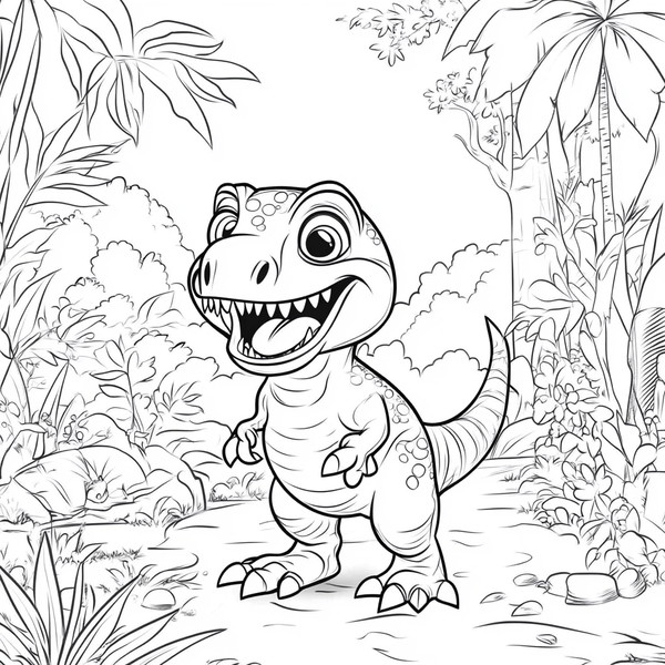 Colorful T-Rex Coloring Page for Kids