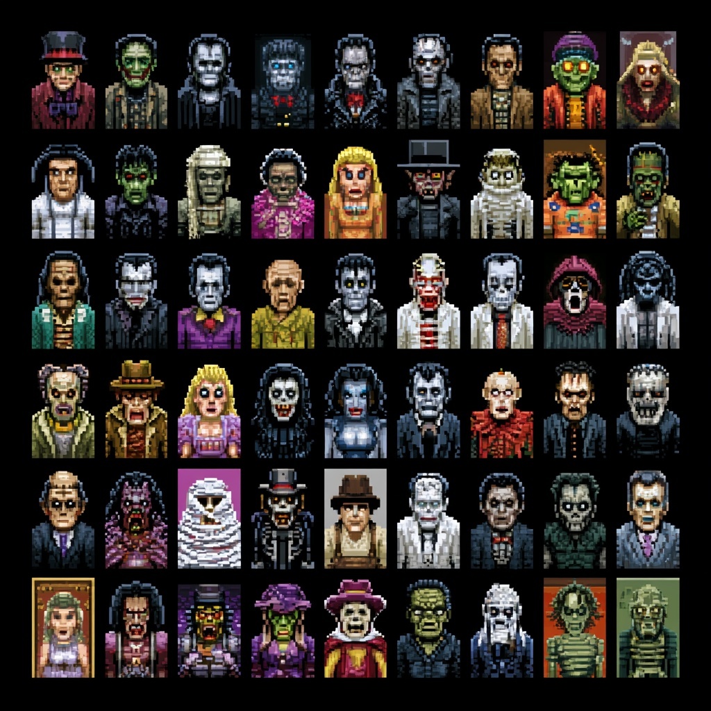 Classic Horror Monsters Pixel Sprite Sheet