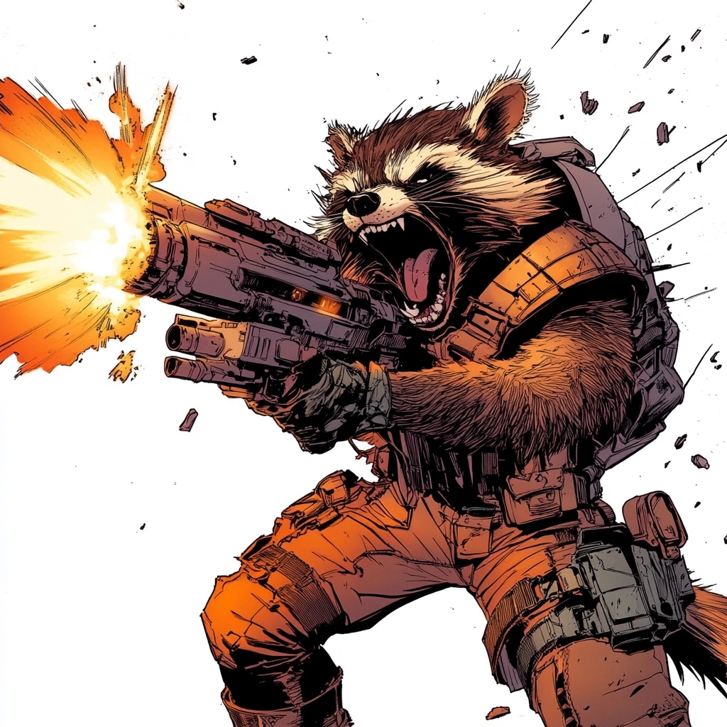 Rocket Raccoon: Cyberpunk Comic Art Style