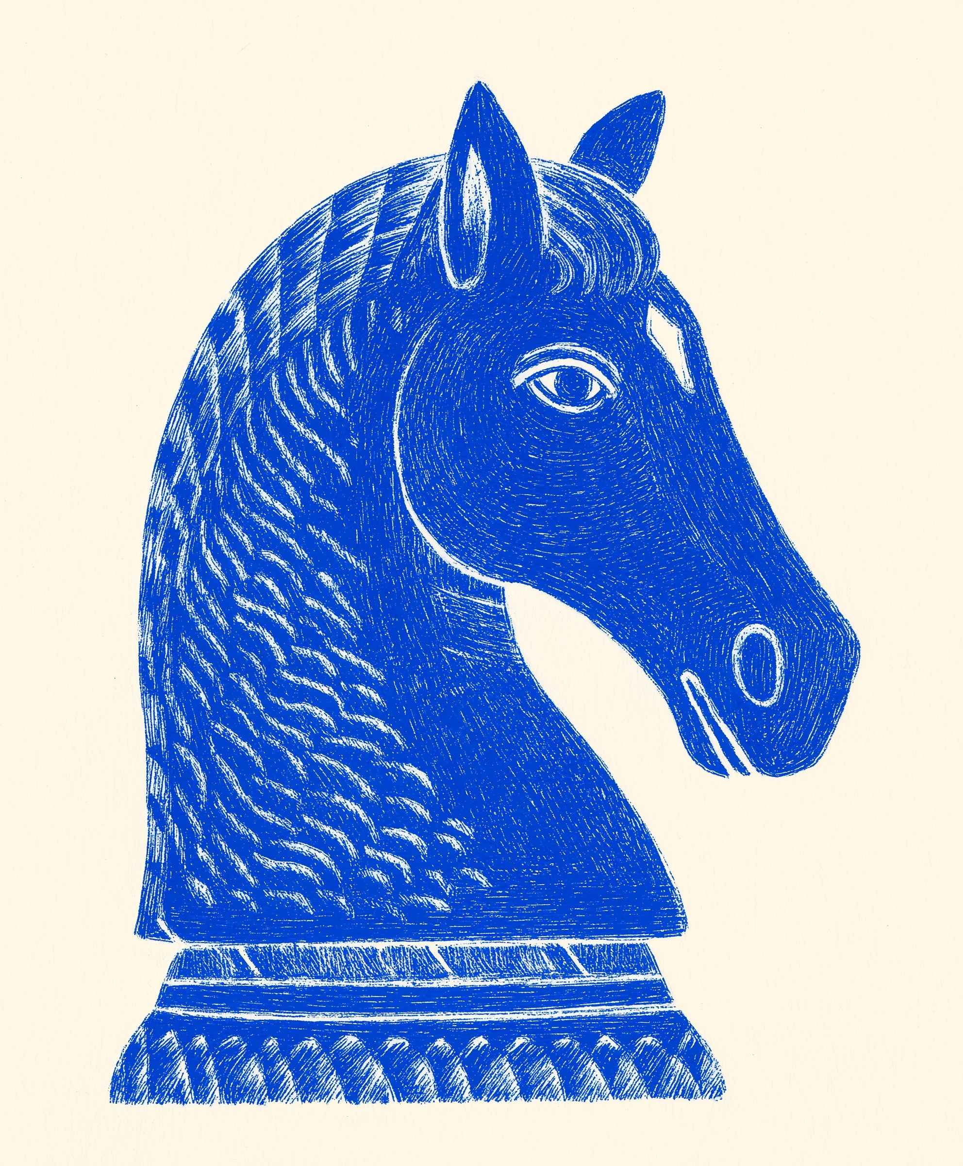Minimalistic White Chess Horse Figure Design
