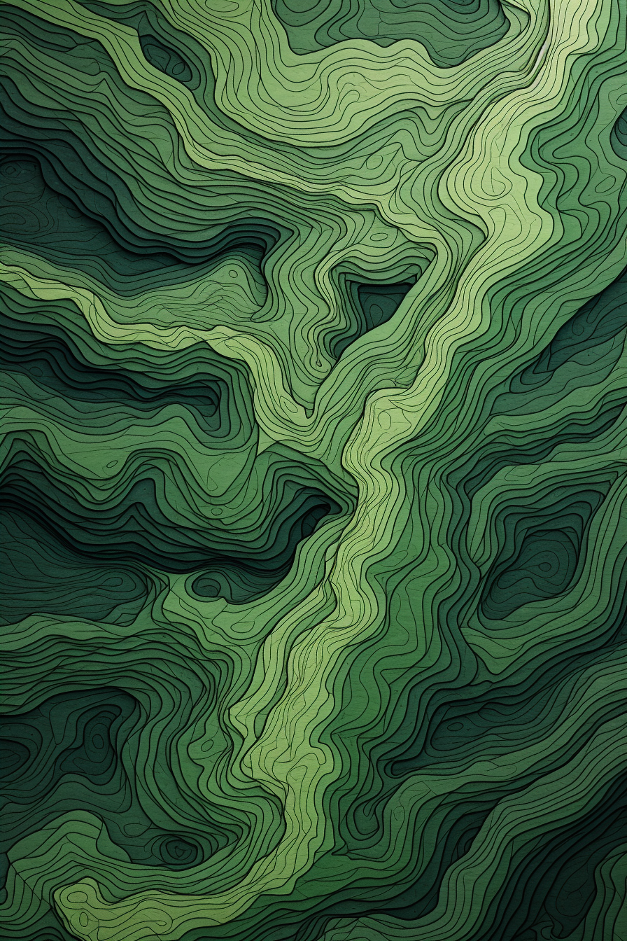 Vibrant Green Topo Lines: Explore the Monochrome Beauty