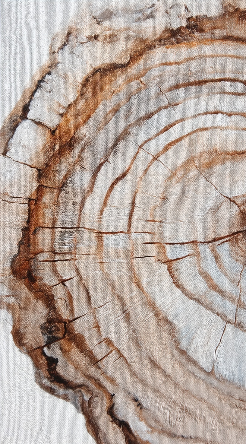 Abstract Natural Oil Painting of Tree Rings