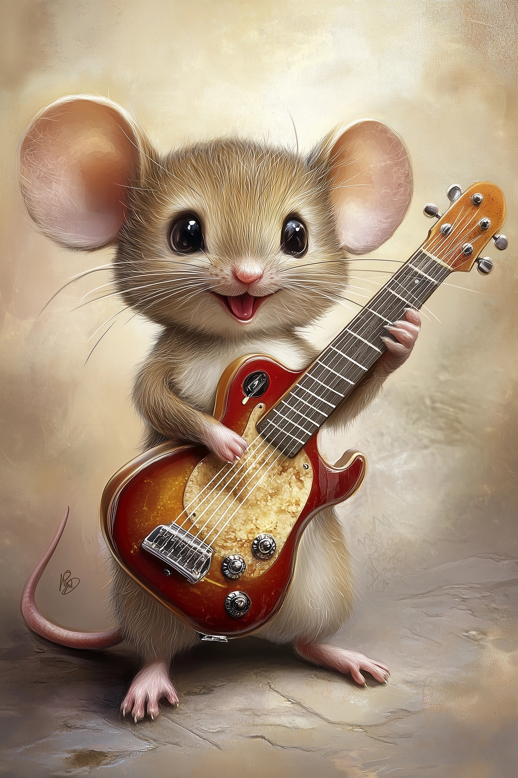 Adorable Mouse Playing Guitar: A Must-See!