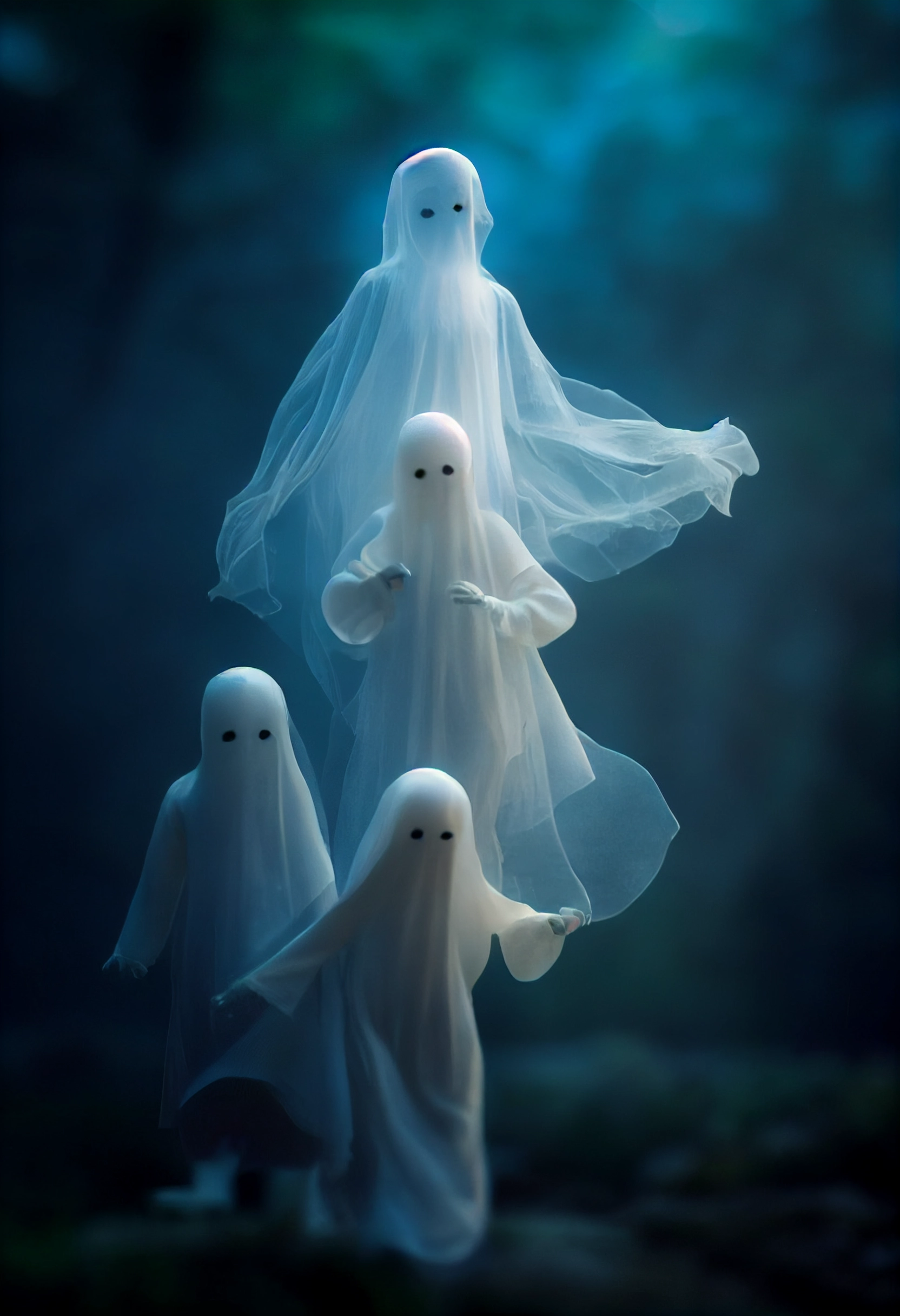 Hyperrealistic Ghost Family in 8K Live Action Film