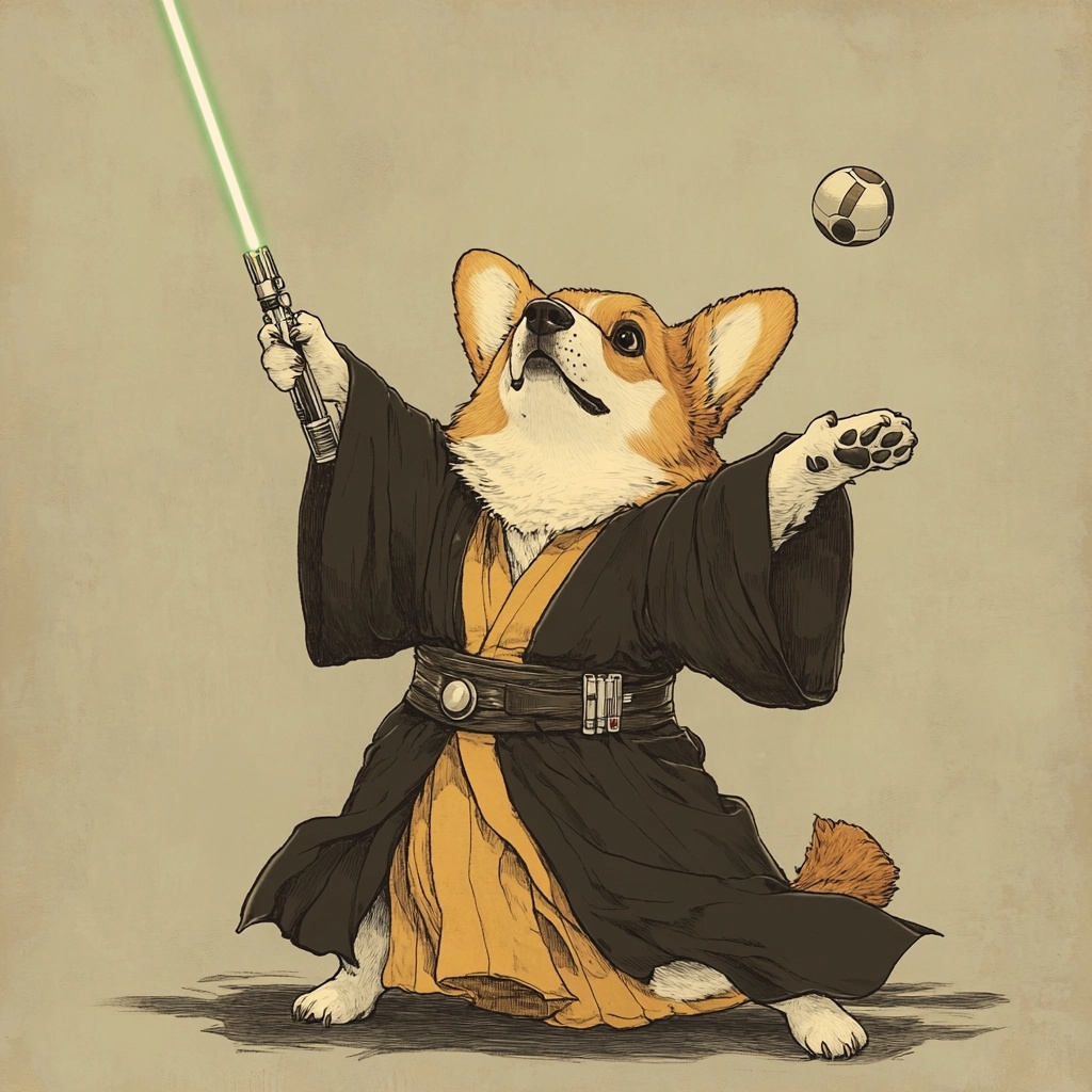 Cute Corgi Jedi: Lightsaber & Ball Adventure!