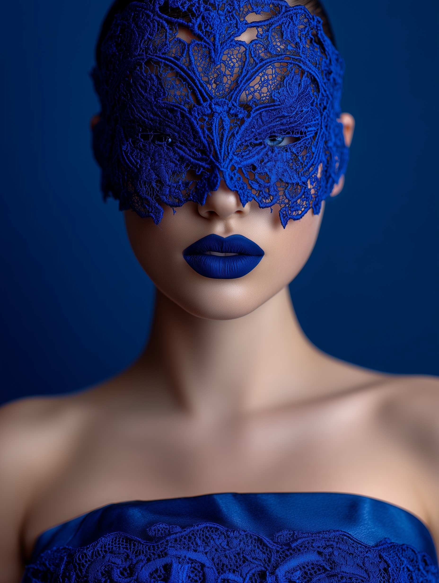 Elegance in Blue: Artistic Fashion Portrait