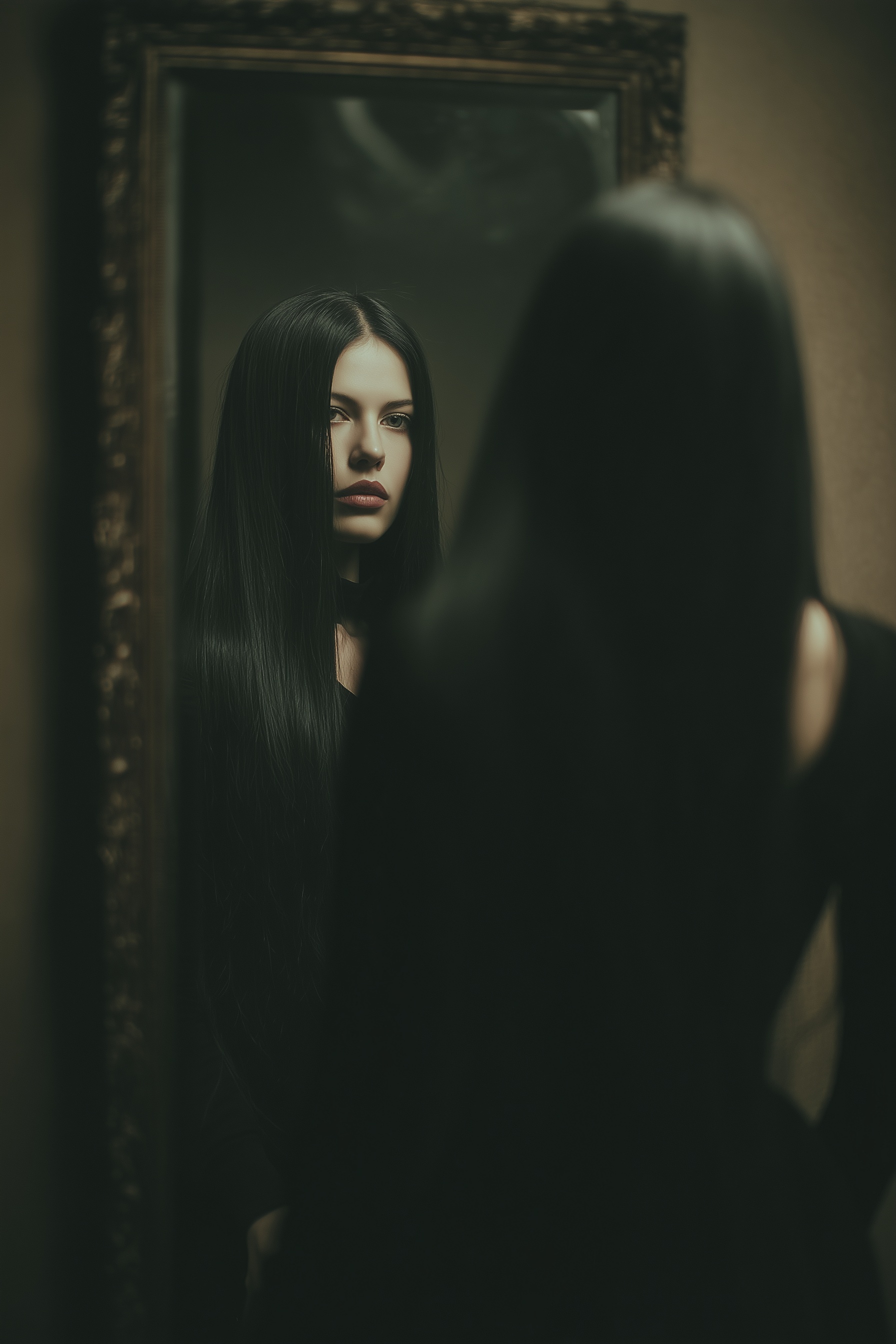 Reflective Elegance: A Moody Portrait