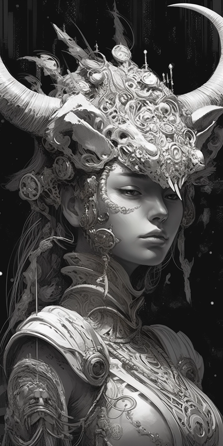 Anime Warrior with Horned Helmet - Detailed 2D Game Art