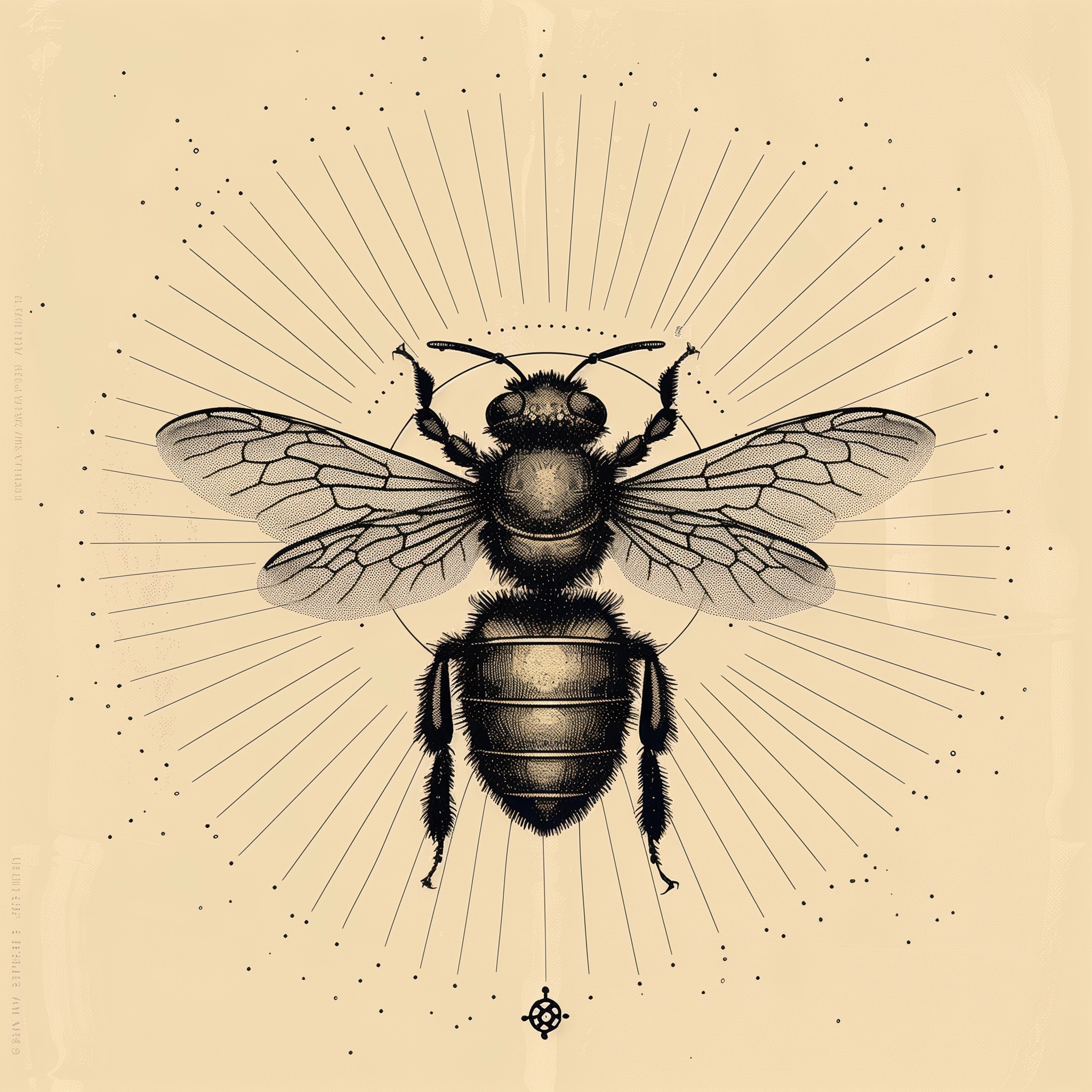 Etheric Honeybee: Hand-Drawn Art Print