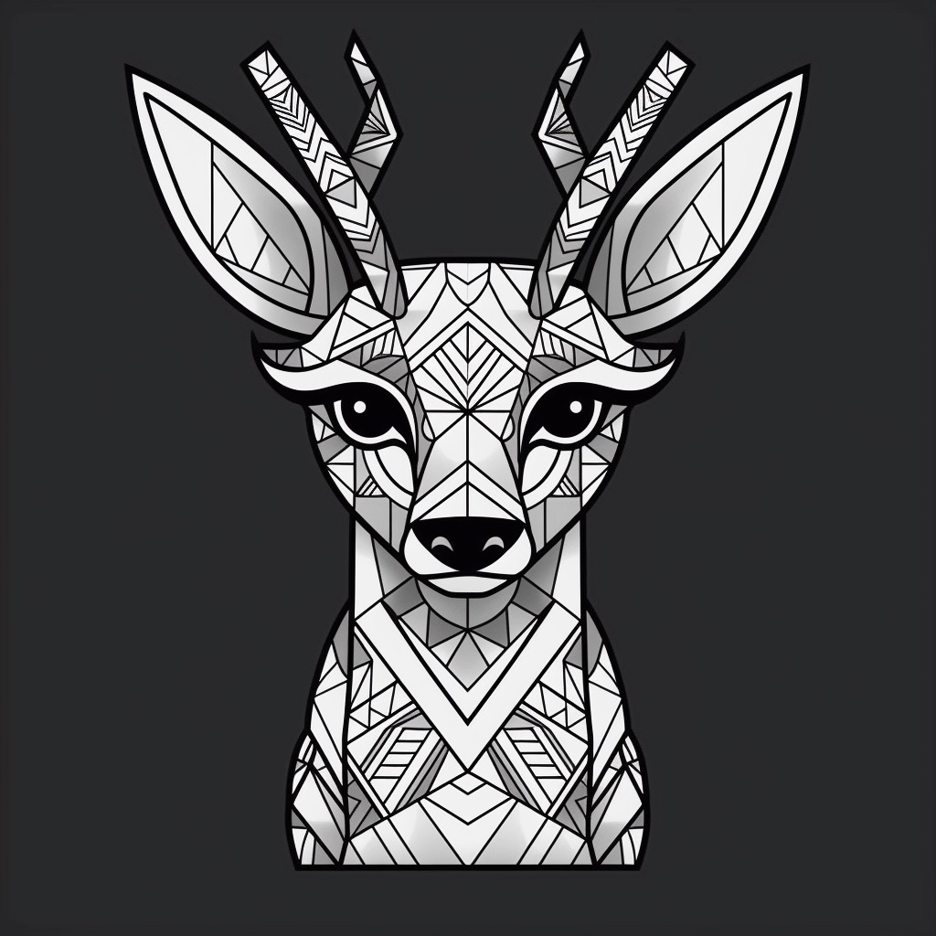 Blocky Style Deer Coloring Book