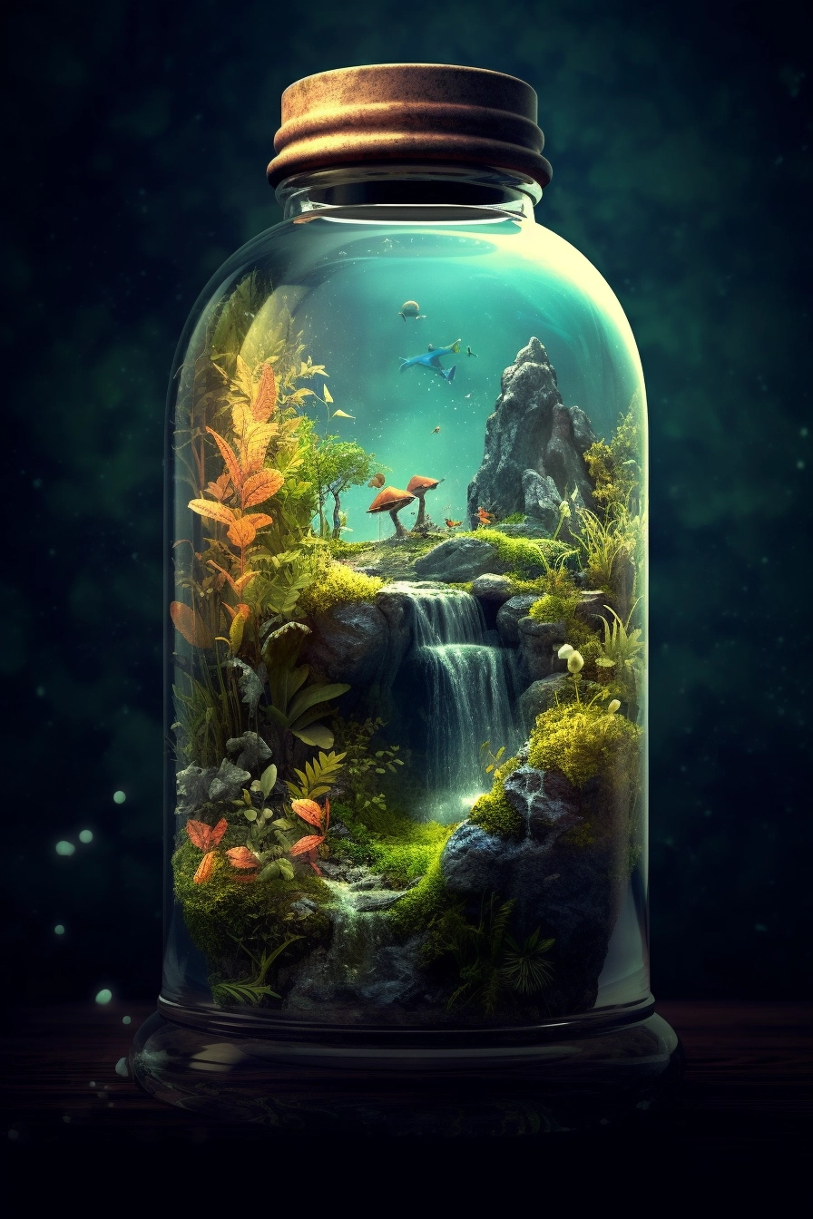 Fantasy Terrarium Art: Trash in a Bottle