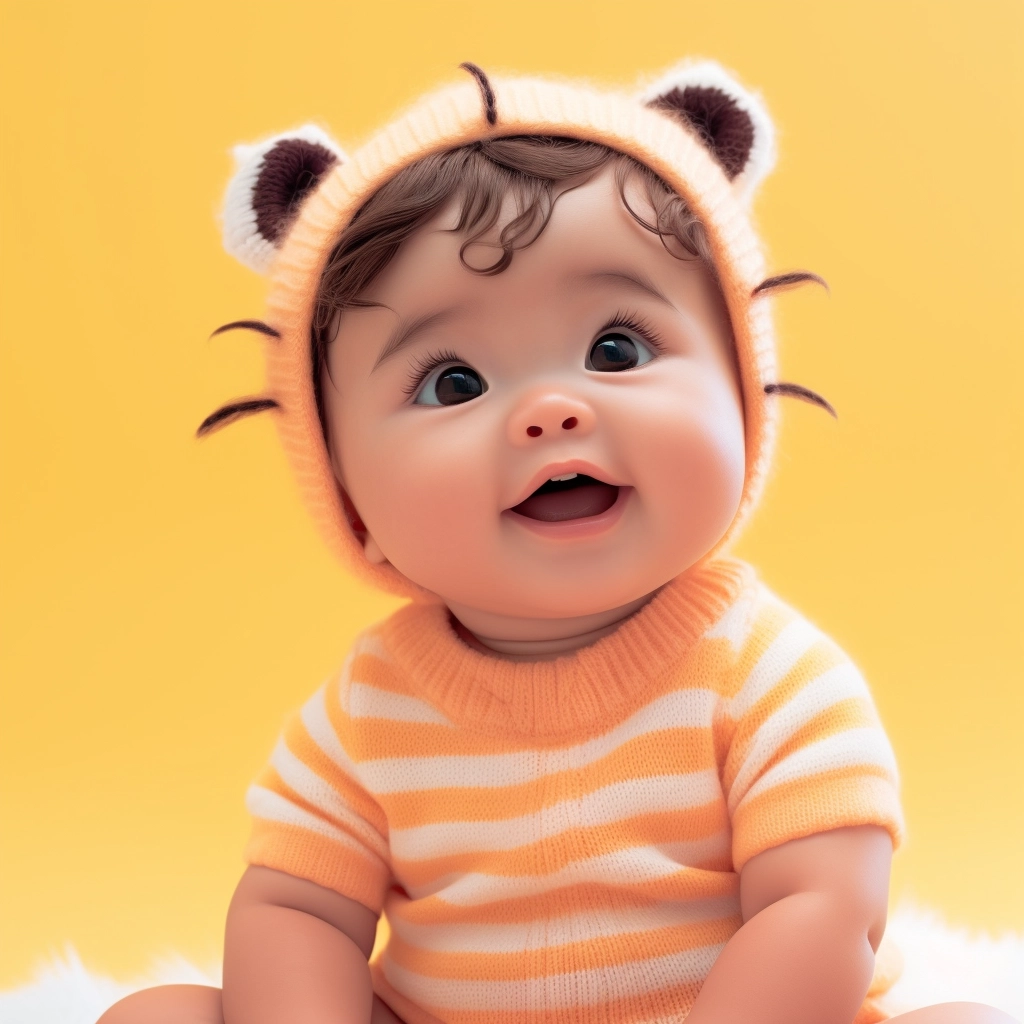 Smiling Baby Girl Portrait in Pixar Style