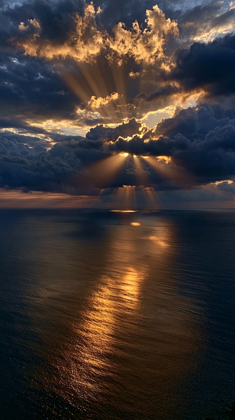 Calm Ocean at Sunset: Divine Peace & Majesty