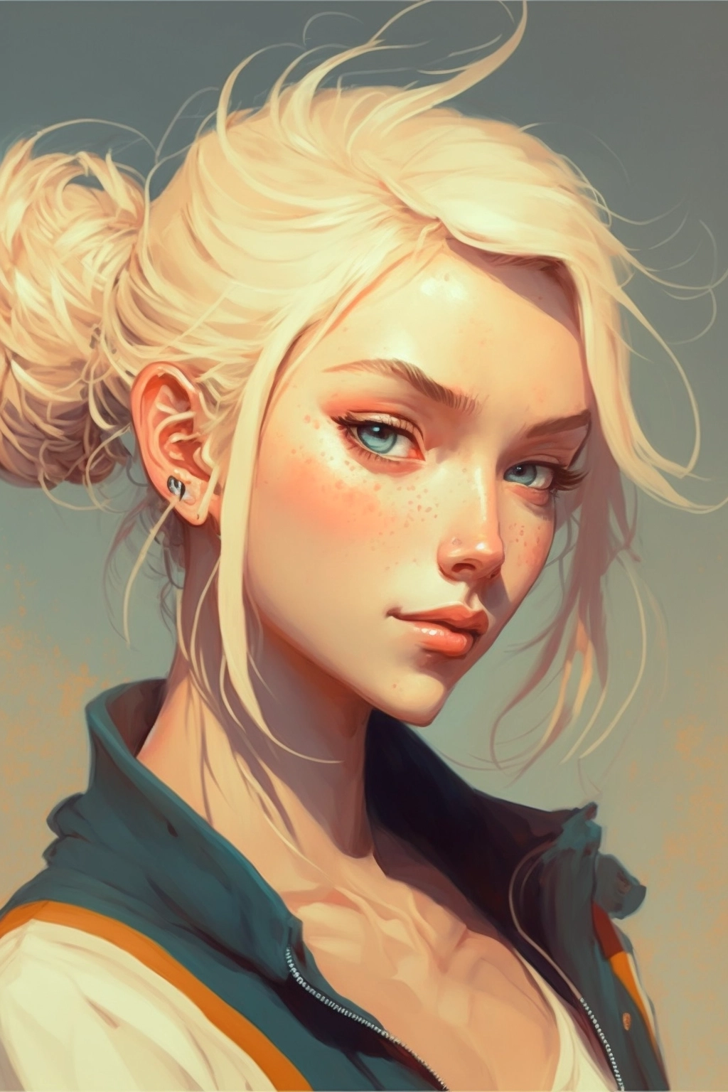 Preppy Blonde in Oversized Jacket: Stunning Art by Top Artists