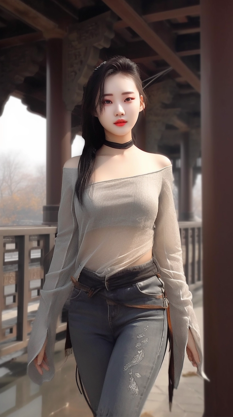 Academic Style: Chinese Girl in Grey Top & Ripped Jeans