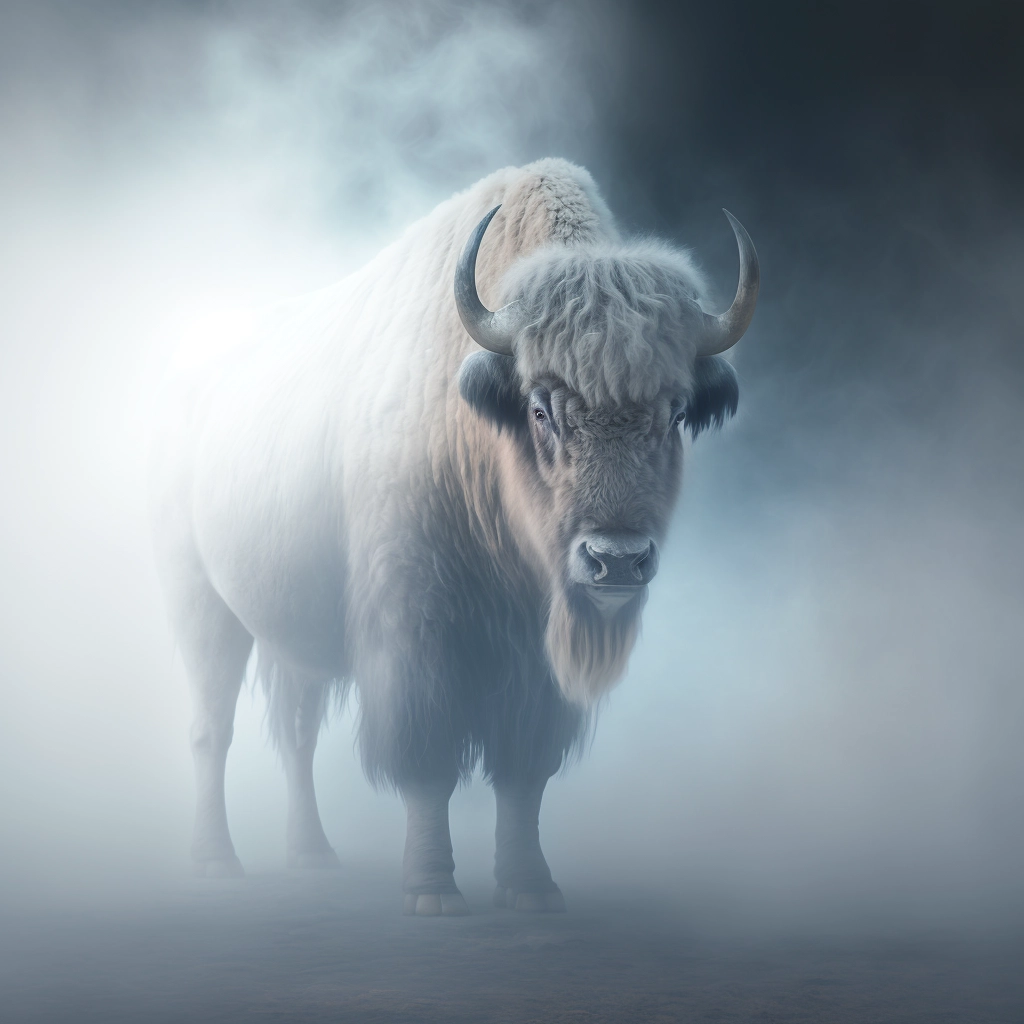 Vivid White Buffalo in Misty Octane Render