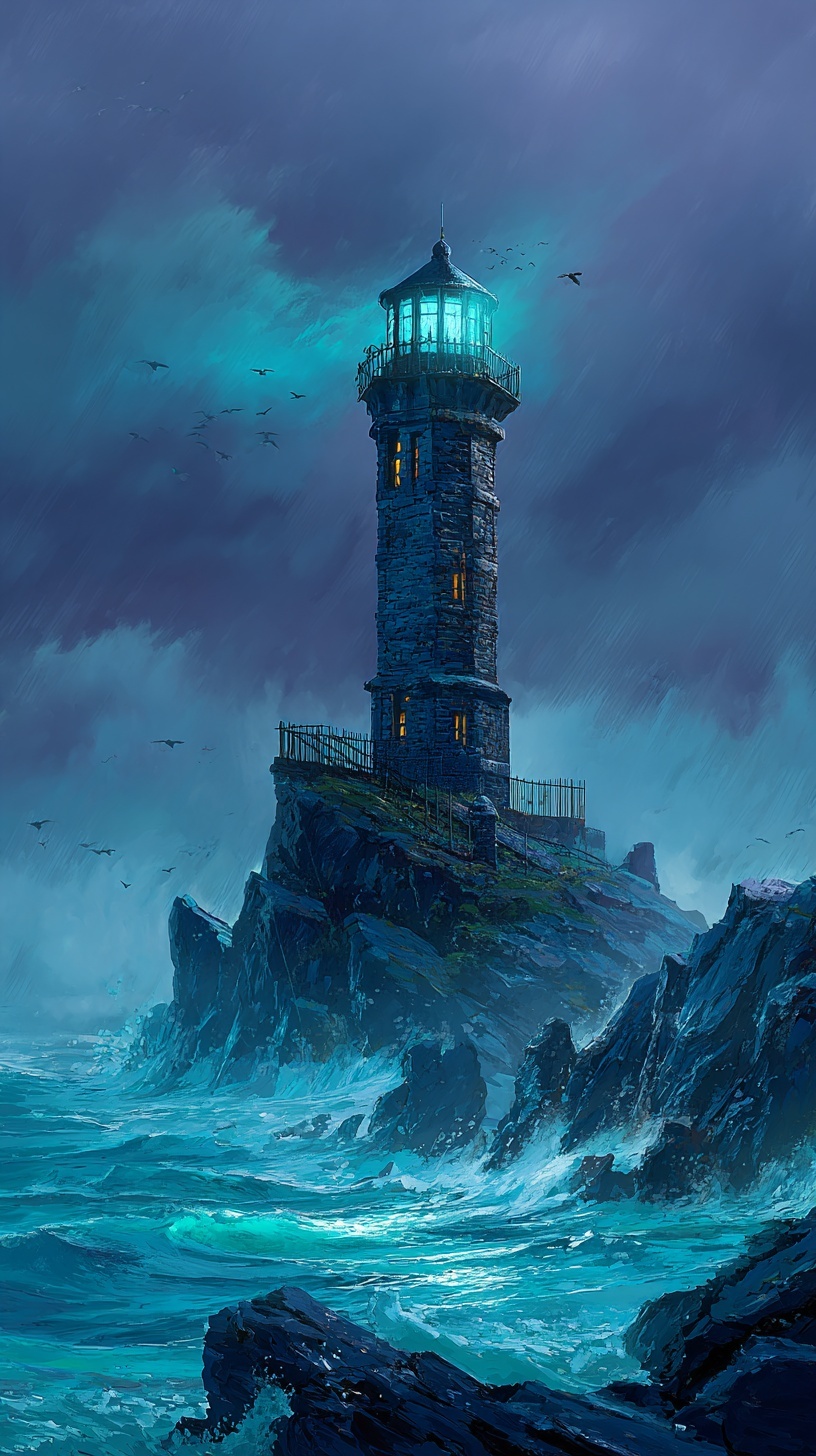 Mystical Lighthouse: Stormy Gothic Escape