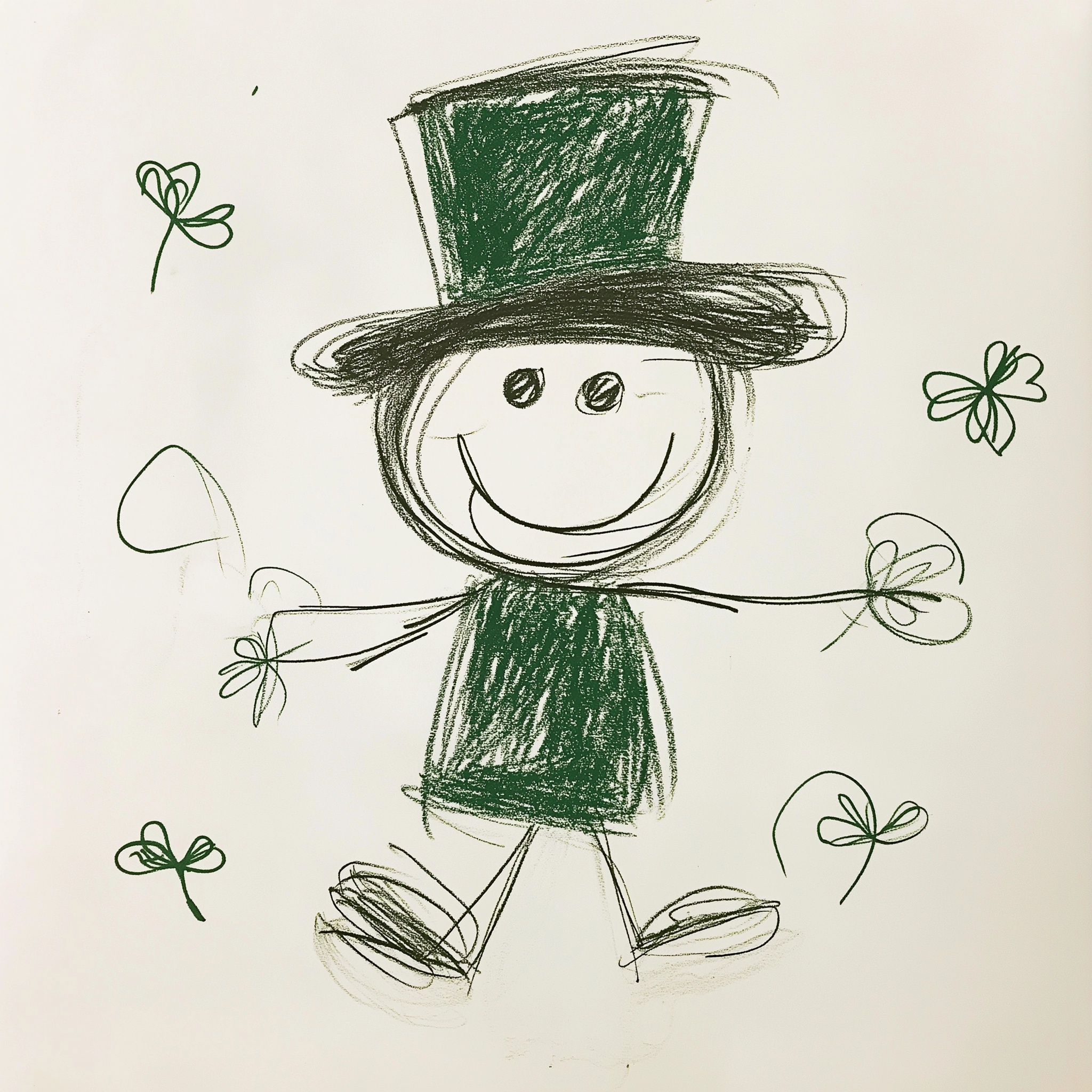 Charming Child's Leprechaun Chalk Art