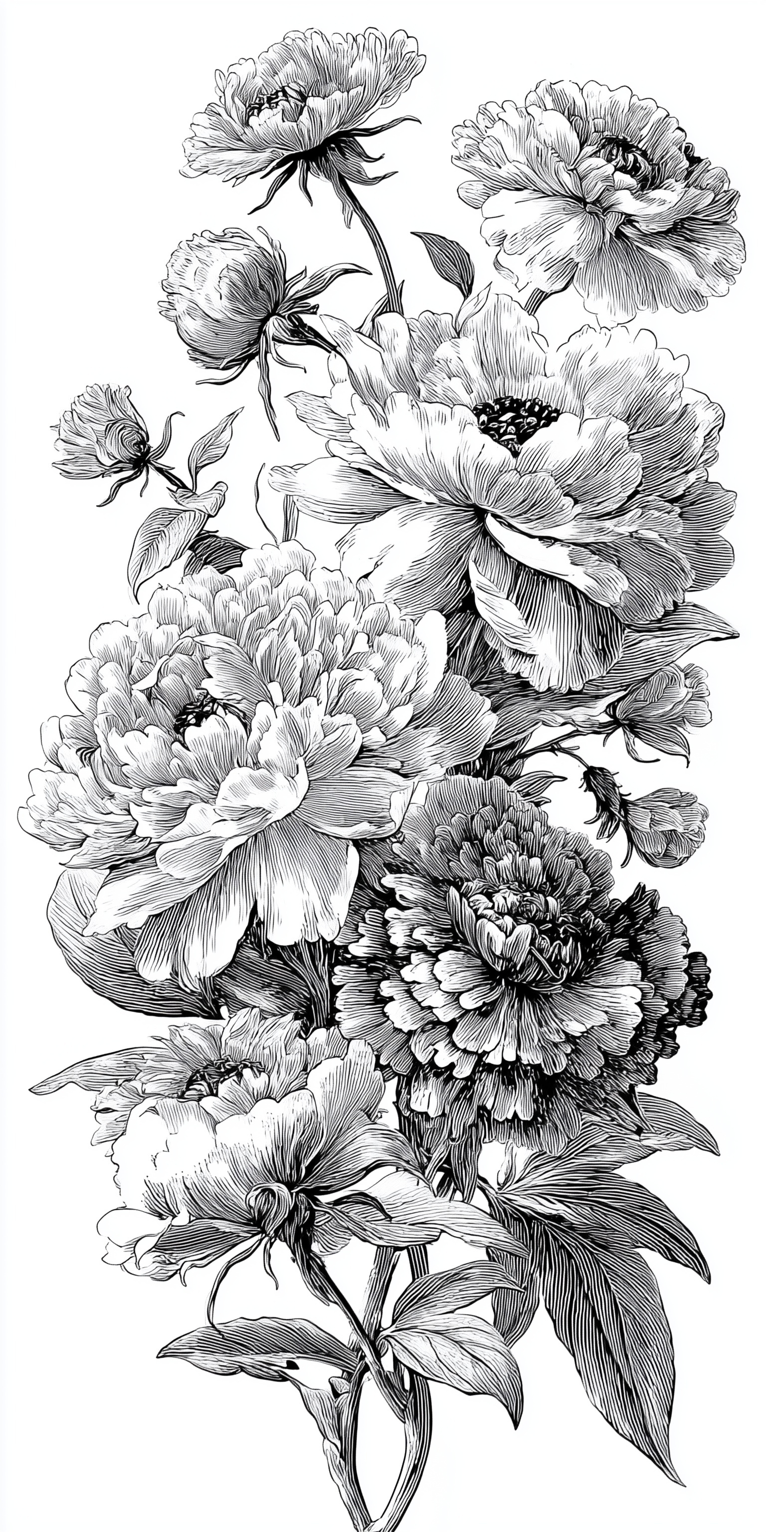 Vintage Botanical Engravings: Peonies & Daisies