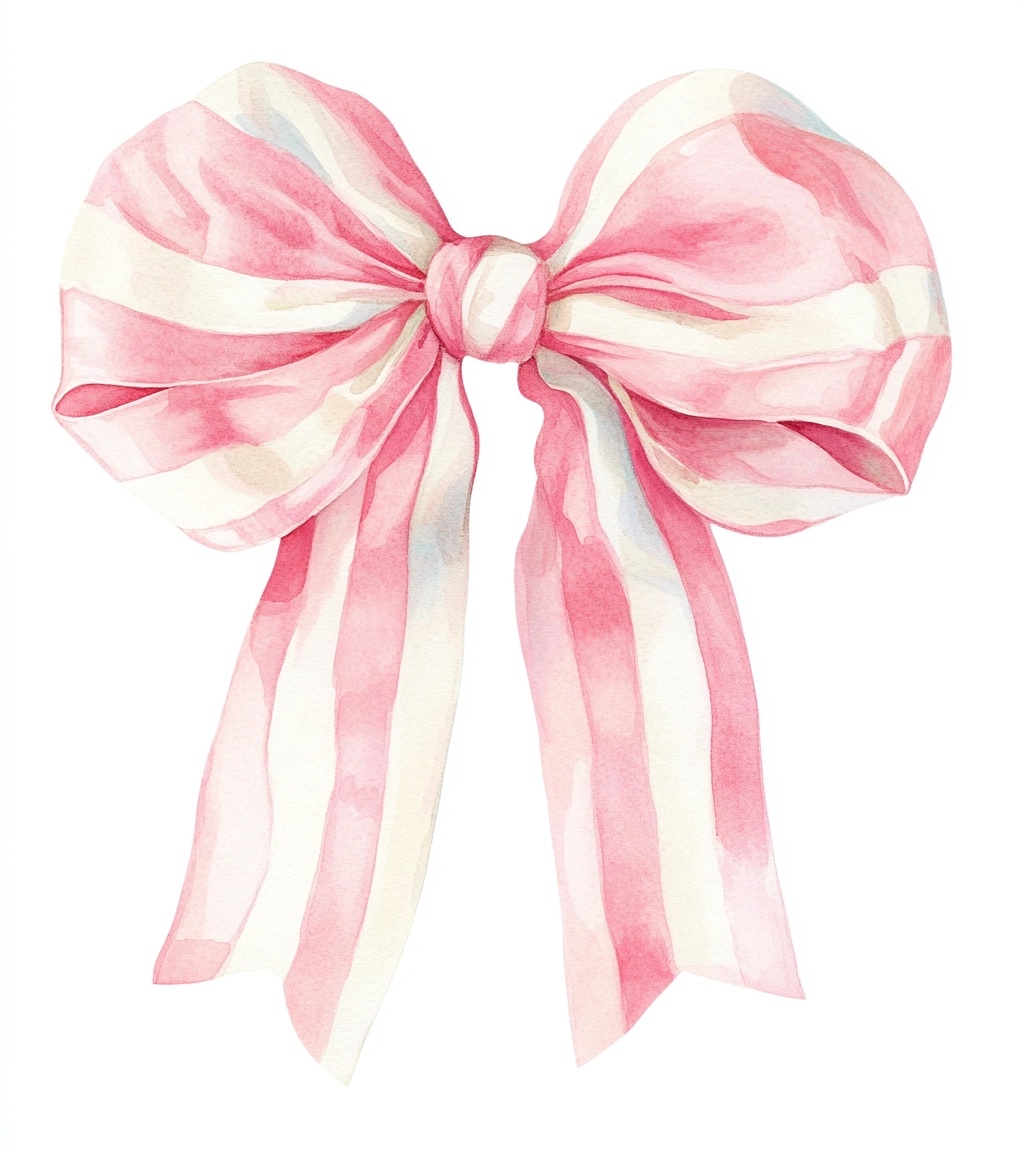 Cute Pink and White Striped Bow Clipart Design