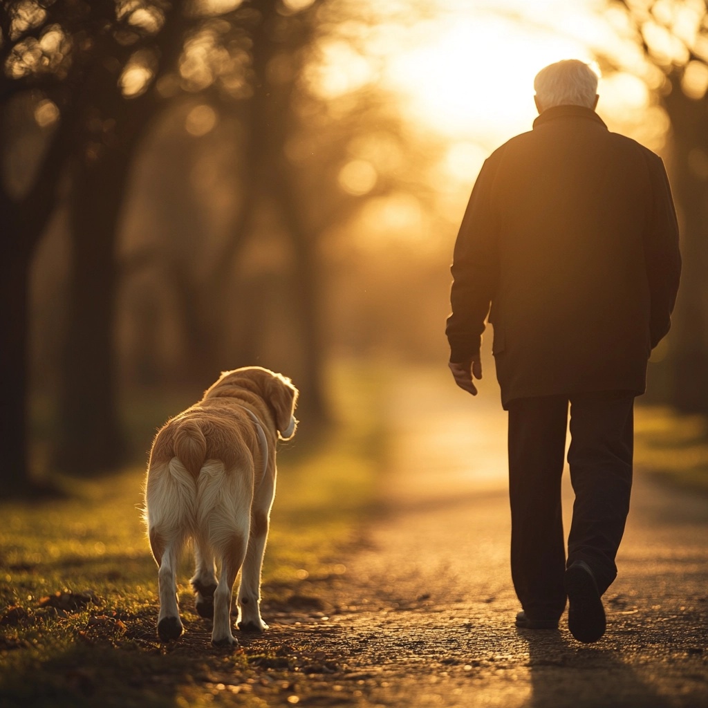 Heartwarming Moments: Man & Dog at Sunset