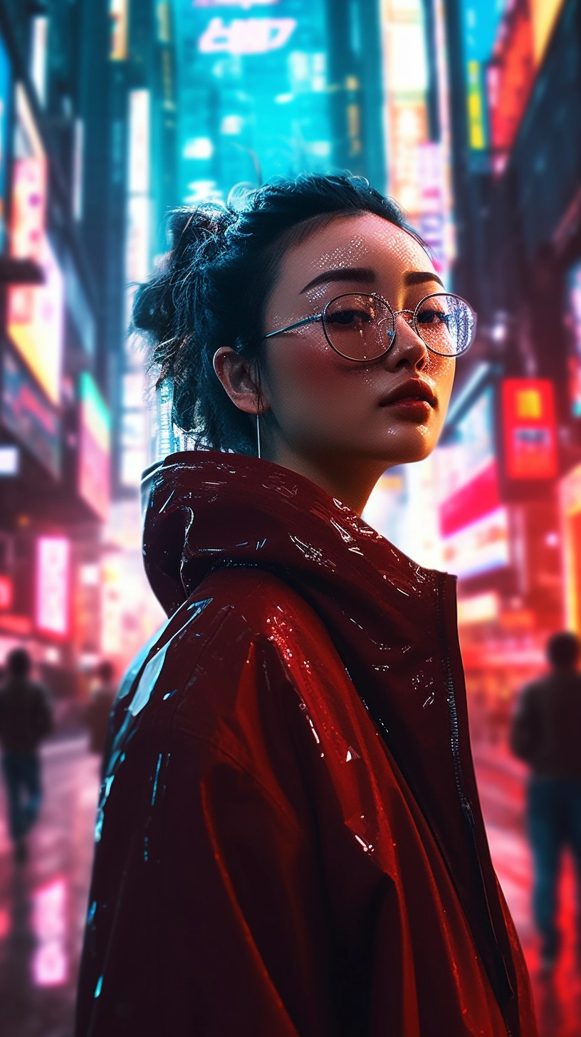 Futuristic Cyberpunk Girl in Stunning Cityscape