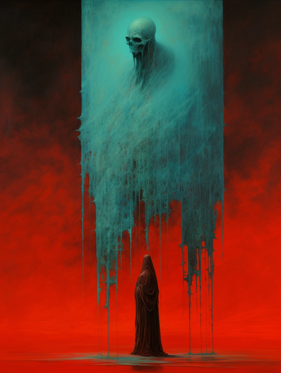 Beksiński's Masterpiece: Turquoise & Red Corpus of Human