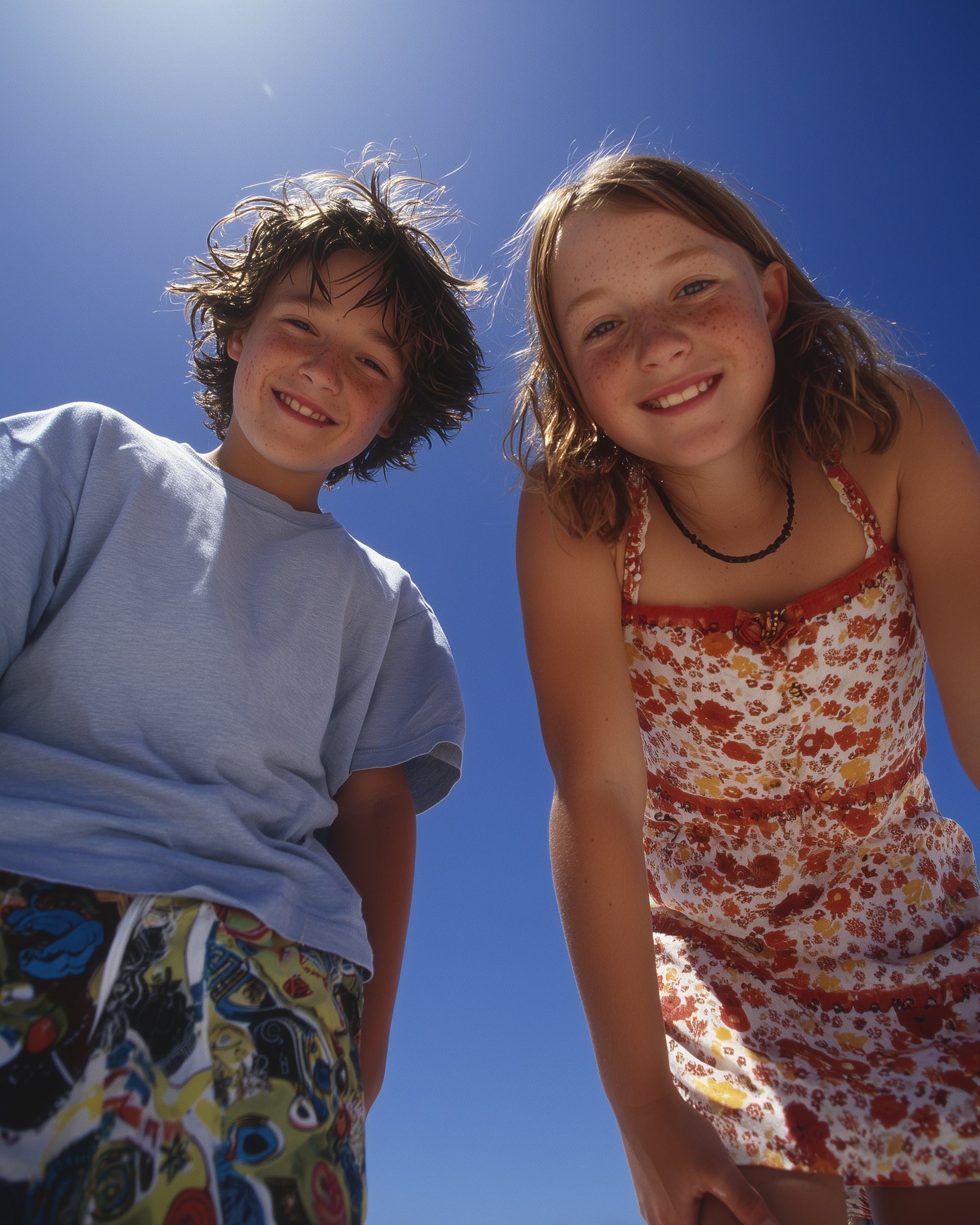 Cheerful Preteens in Bright Summer Attire