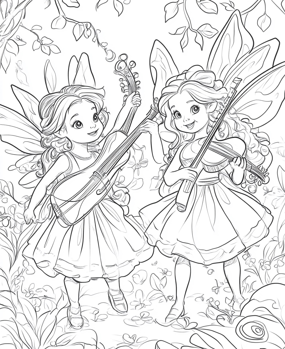 Fun Fairy Coloring Page for Kids - Musical Adventure!