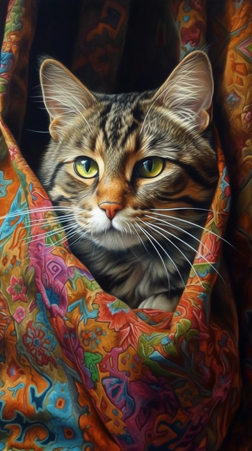 Hyper-Realistic Cat Portrait with Vibrant Colors