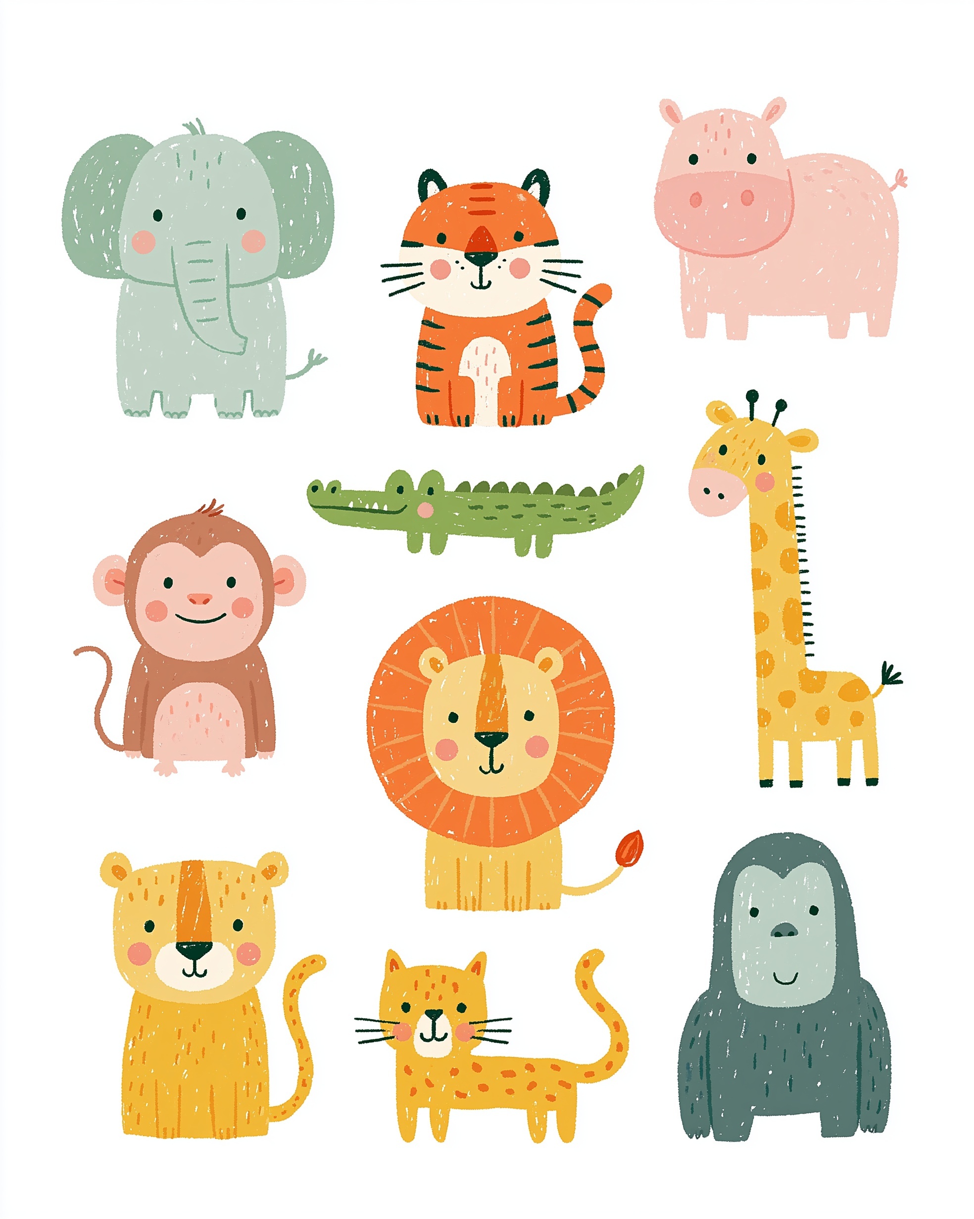 Vibrant Jungle Animal Clip Art Collection