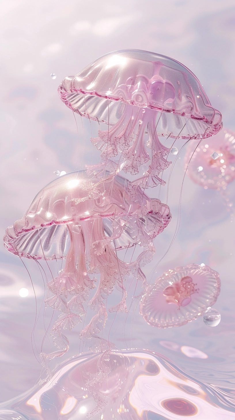 Soft Mist: Pearl & Crystal Jellyfish in Y2K Aesthetic