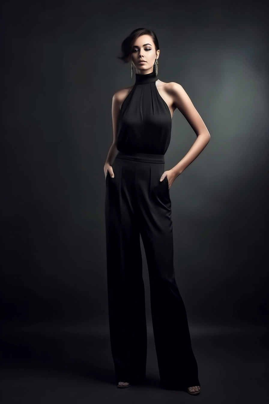 Hyperreal Young Woman in Stunning Jumpsuit