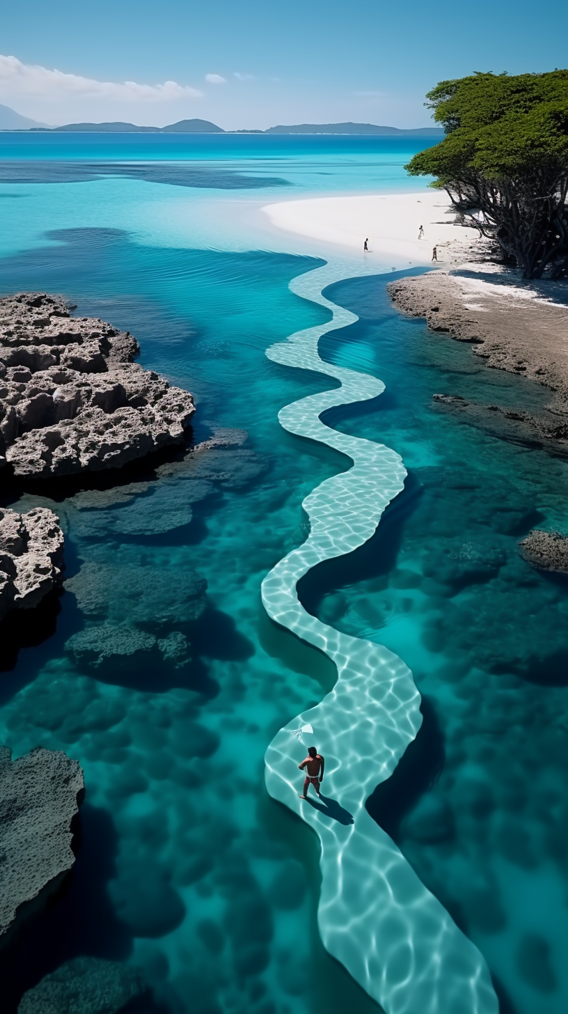 Romantic Landscapes: Dramatic Aerials by Vincent Callebo - Tongan Art, White & Blue Beach