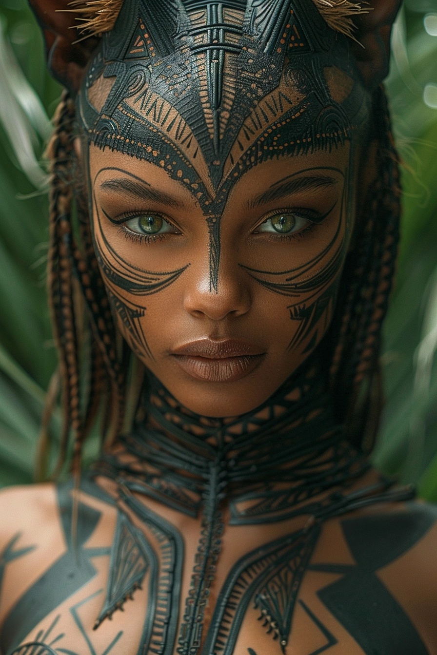 Green-Eyed Warrior Women in Primal Armor, Unleashed in the Jungle