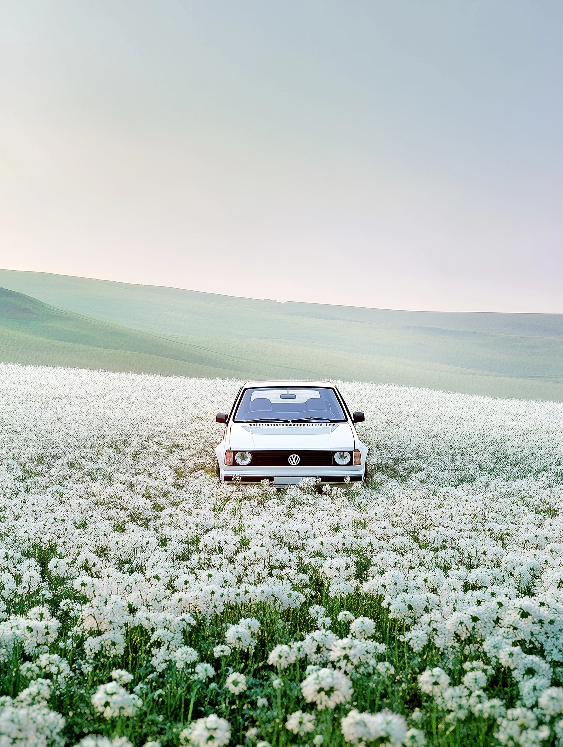 Surreal VW Golf GTI in Endless Flower Fields