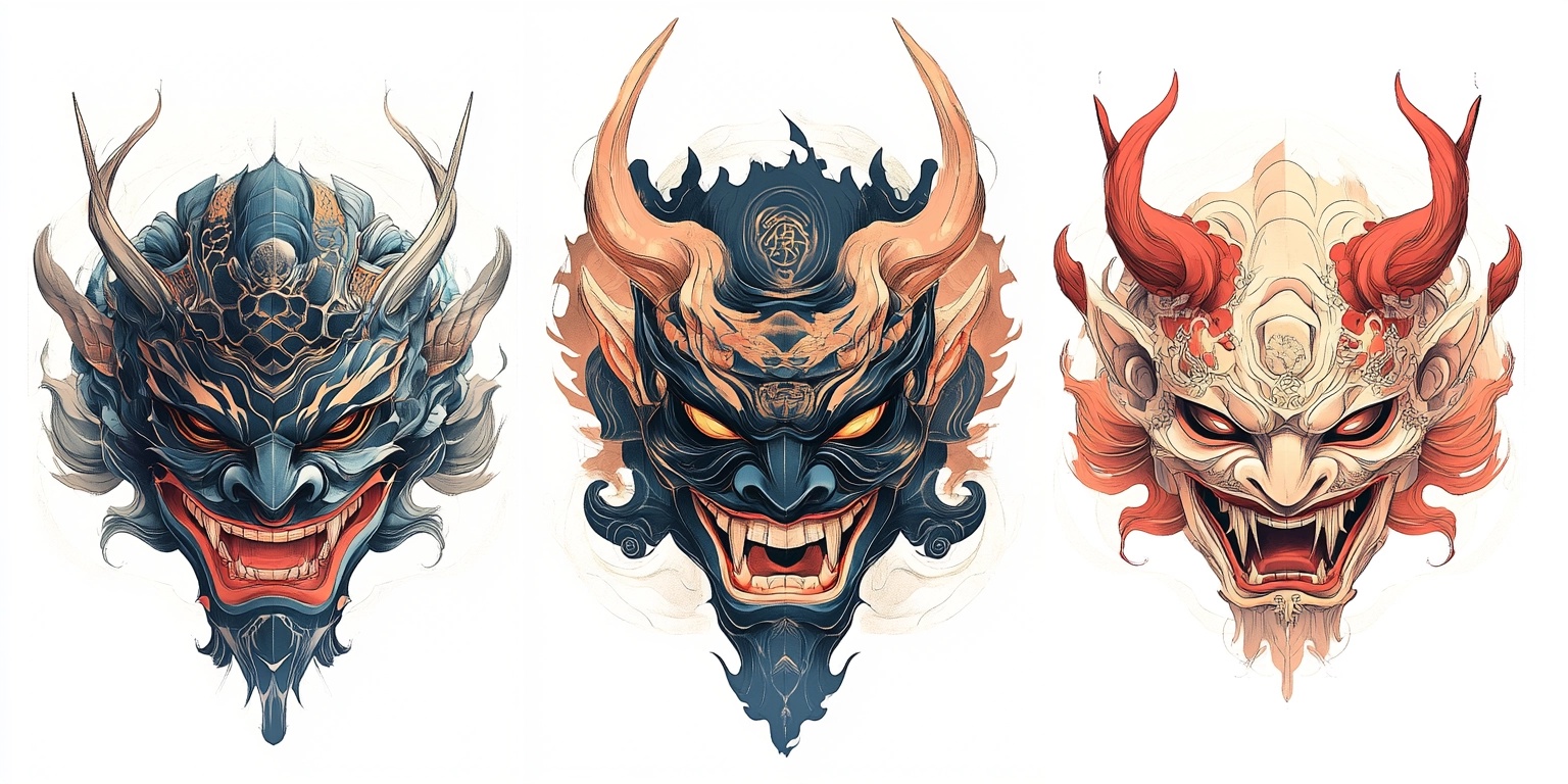 Stunning Oni Mask Tattoo Designs for Unique Ink