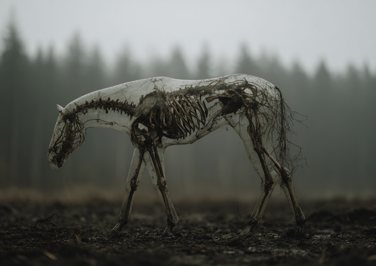 Surreal Horse Art: Transparency Meets Nature