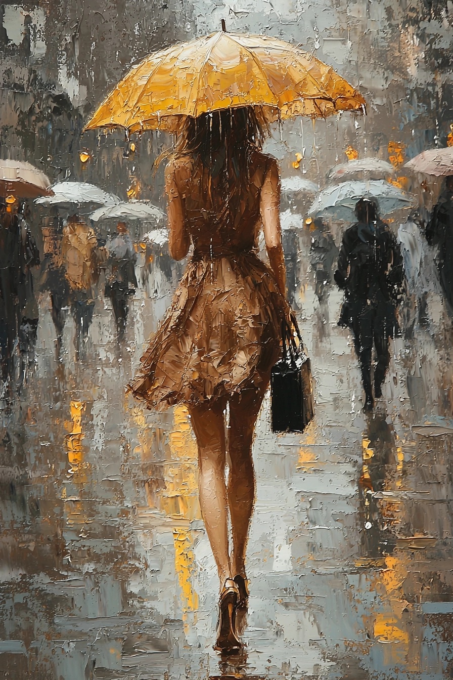 Impressionist Woman with Umbrella: Timeless Elegance