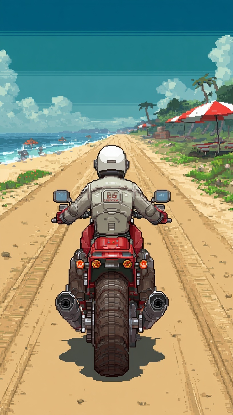Retro Pixel Adventure: Ride the Beach Cruiser!