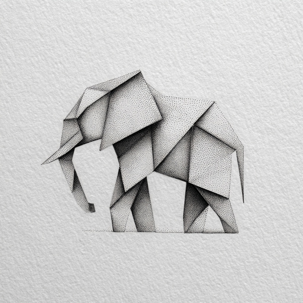 Charming White Origami Elephant Art Print