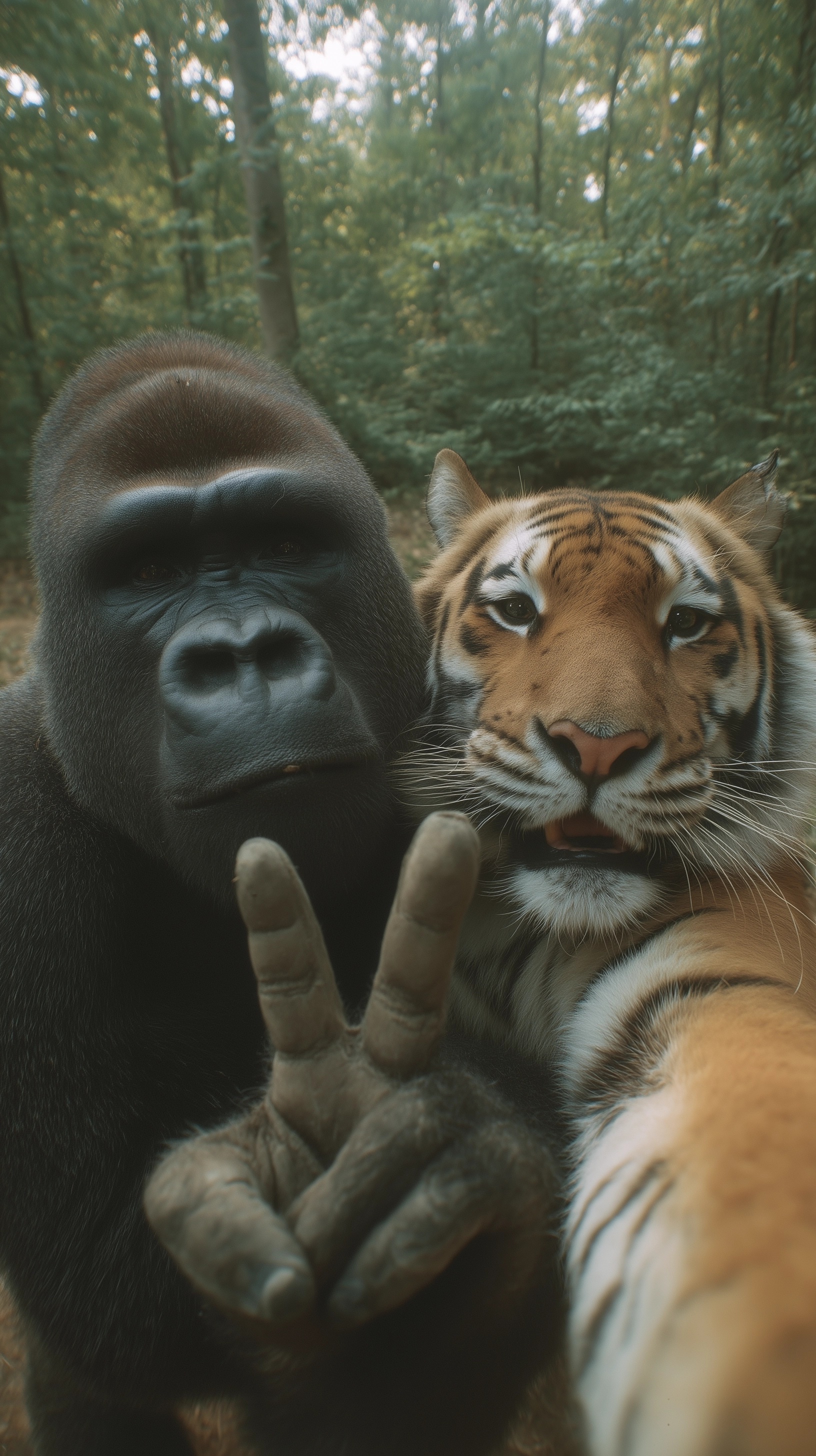 Unexpected Friends: Gorilla and Tiger Unite