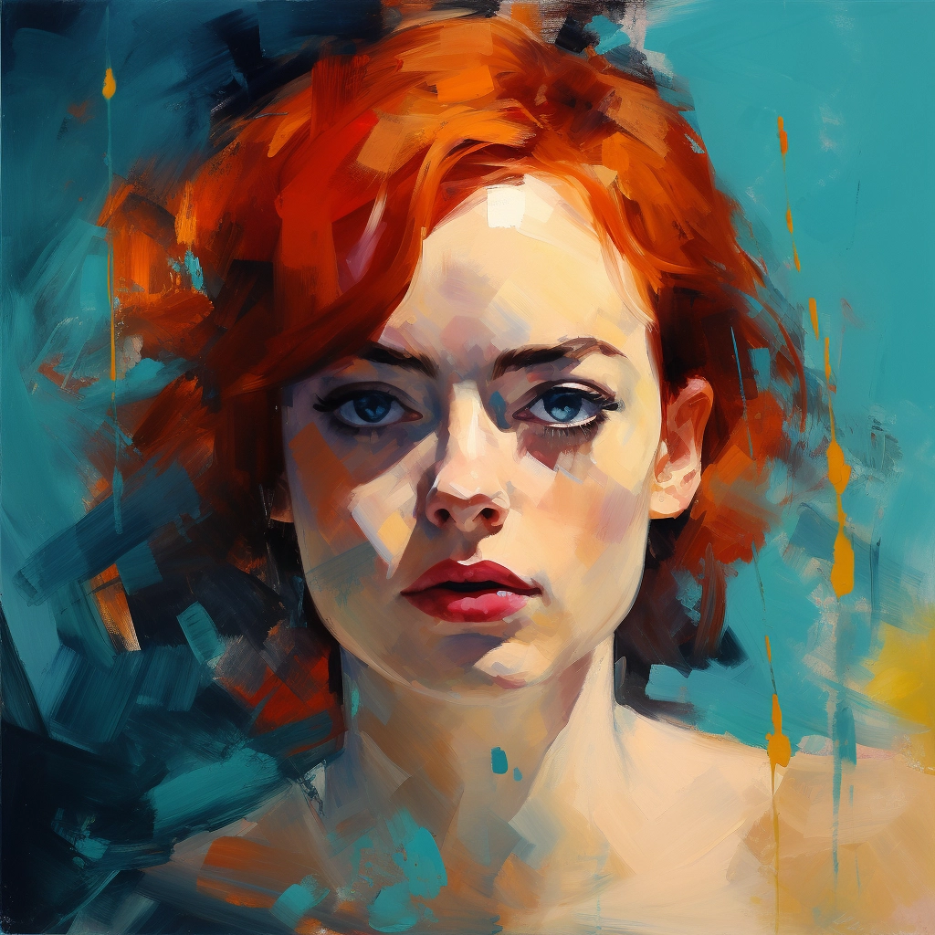 Emma Stone's Bold Close-Up: La La Land Tribute in Paul Wright's Style