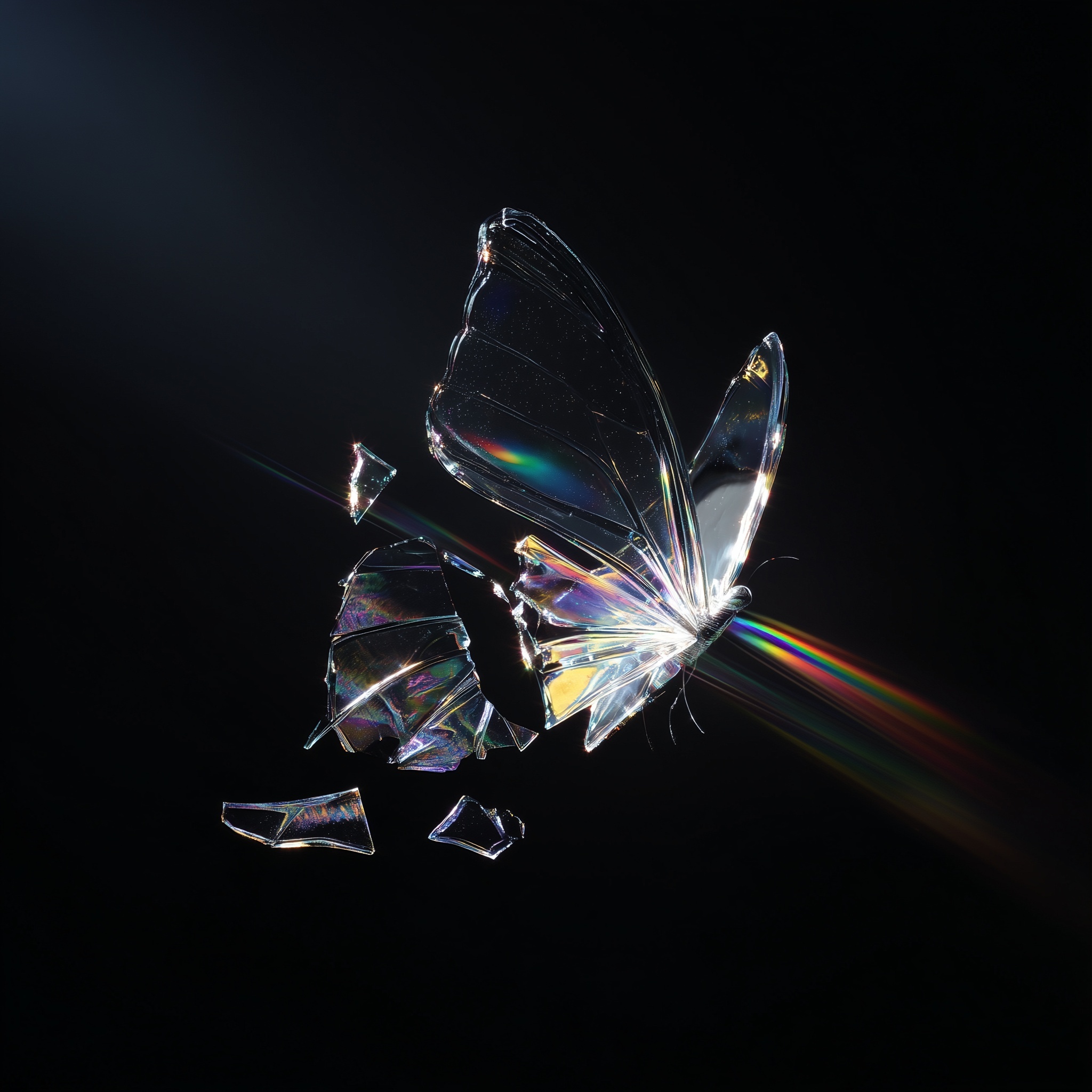 Fragmented Beauty: Shattered Glass Butterfly Art